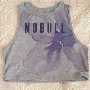 NOBULL Women's medium Gray and Purple Artistic Crop Top